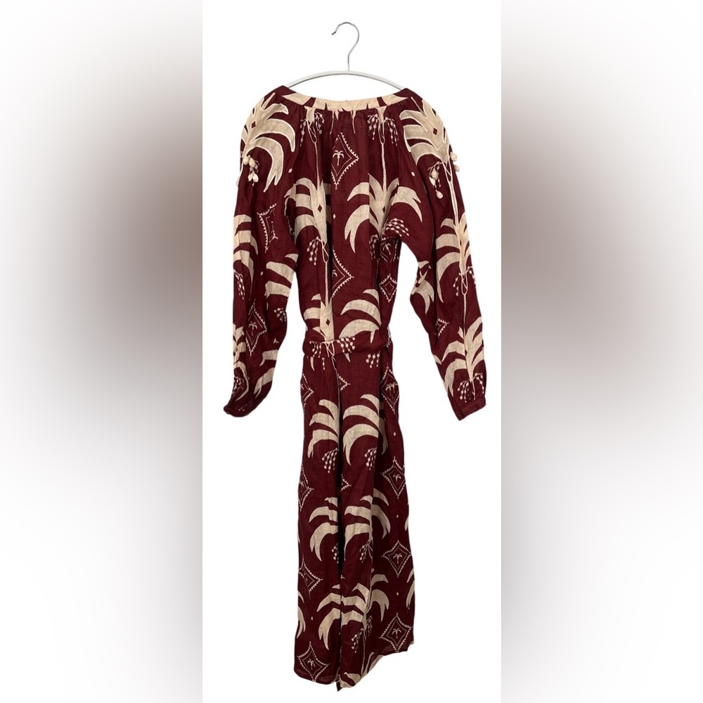 JOHANNA ORTIZ Colombian Tropical Cherry & Ecru Weaving Waves Midi Dress - Picture 6 of 16